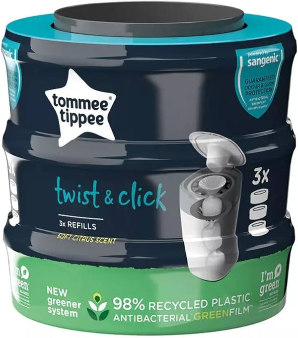 Tommee Tippee T&C 3 Pack Refill Cassette For Nappy Bin