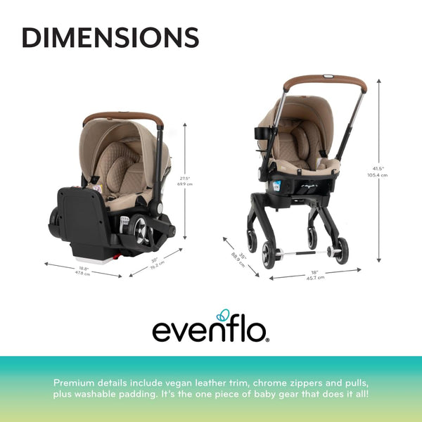 Evenflo® Shyft™ DualRide™ Infant Car Seat - Stroller Combo with Carryall Storage Champagne