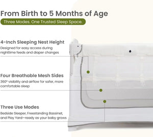 Miila 3-in-1  Magic Fold Baby Playpen & Bassinet – Portable, one hand fold , Breathable Mesh