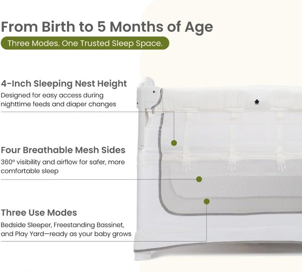 Miila 3-in-1  Magic Fold Baby Playpen & Bassinet – Portable, one hand fold , Breathable Mesh