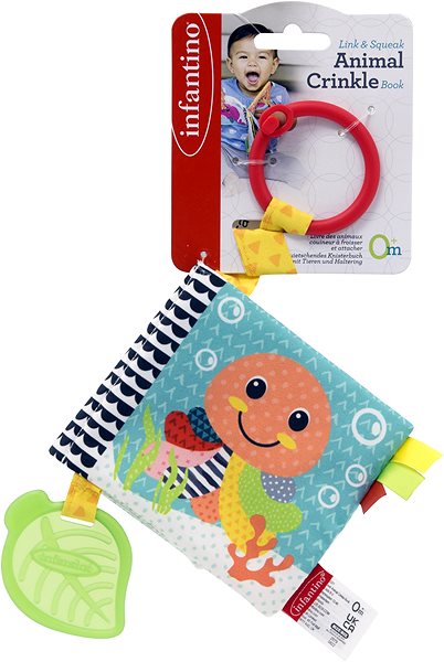 INFANTINO LINK & SQUEAK ANIMAL CRINKLE BOOK