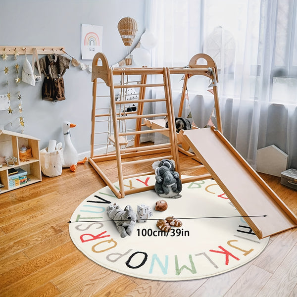 Baby Cashmere 160cm Round Letters Rug, Anti-Slip Kids Decor