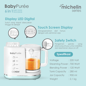 Oonew Baby Food Processor Touchscreen 6-in-1 Blender