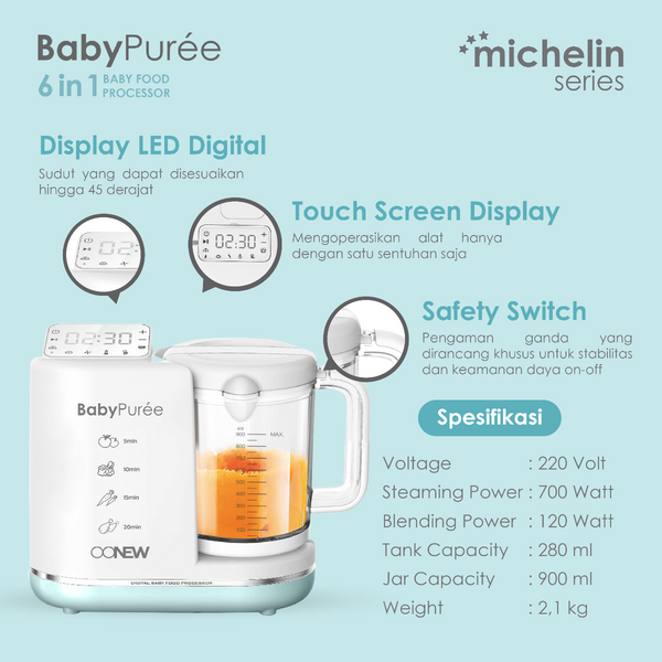 Oonew Baby Food Processor Touchscreen 6-in-1 Blender
