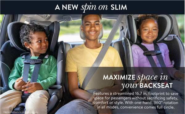 Evenflo® Revolve360™ Slim 2-in-1 Rotational Car Seat with SensorSafe™ obsidian black