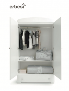 Erbesi Stella Wardrobe White Grey Spacious Nursery Storage