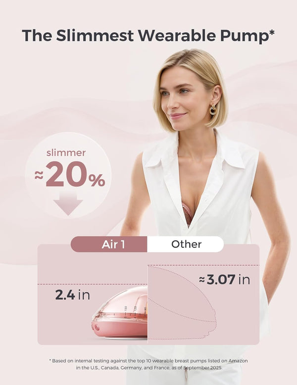 Momcozy Air 1 Wearable Breast Pump - Ultra-Slim Smart Hands-Free Pump with Wireless Charging Case