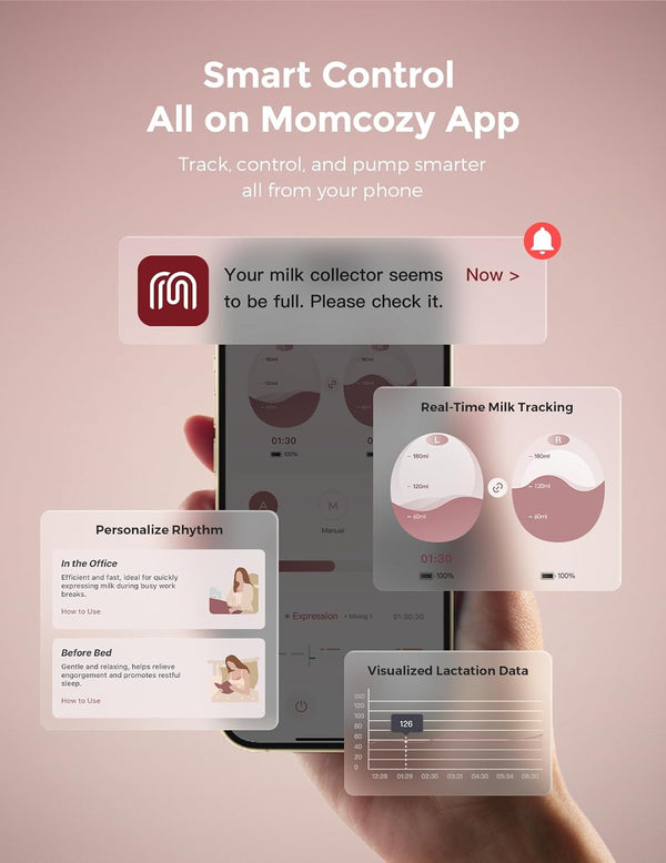 Momcozy Air 1 Wearable Breast Pump - Ultra-Slim Smart Hands-Free Pump with Wireless Charging Case