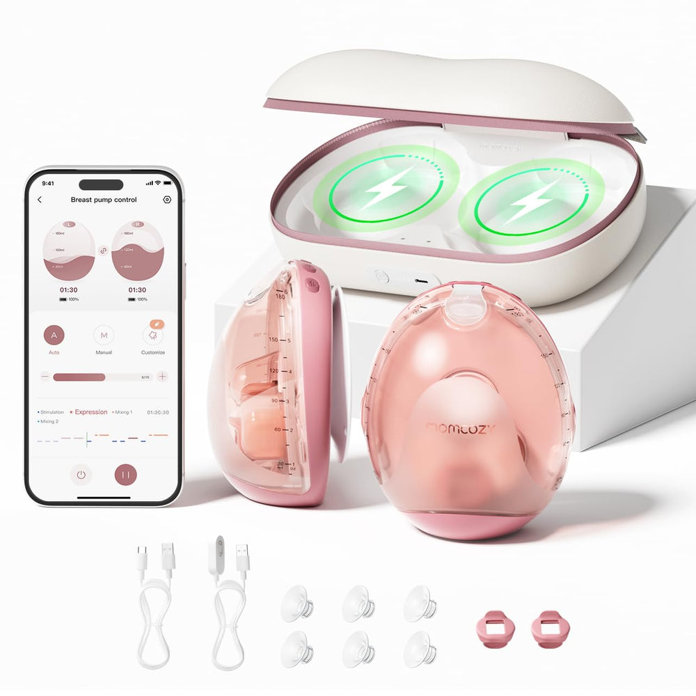 Momcozy Air 1 Wearable Breast Pump - Ultra-Slim Smart Hands-Free Pump with Wireless Charging Case