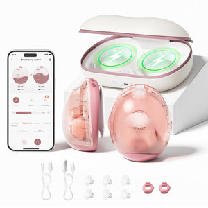 Momcozy Air 1 Wearable Breast Pump - Ultra-Slim Smart Hands-Free Pump with Wireless Charging Case