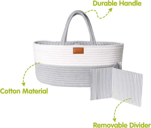 Little Baby - Baby Diaper Caddy Organizer – Cotton Rope Basket for Baby