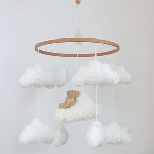 Miila Clouds & Bear Baby Nursery Mobile – White