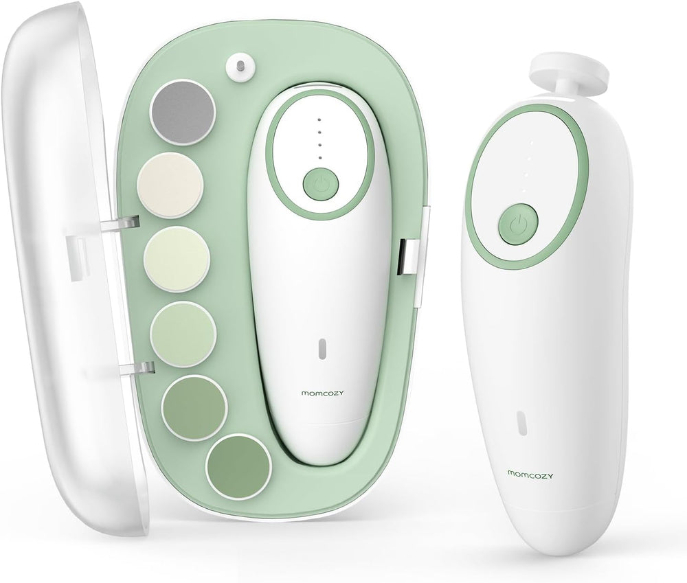 Momcozy Rechargeable Electric Baby Nail File – 7-in-1 Silent Trimmer with LED Night Light