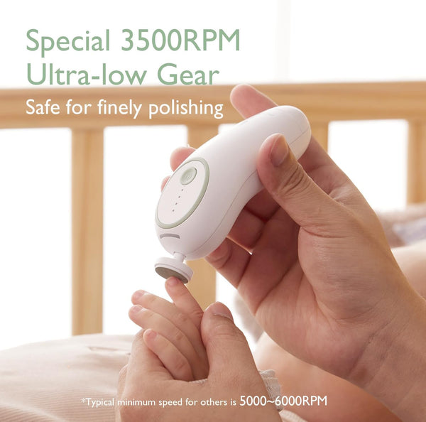 Momcozy Rechargeable Electric Baby Nail File – 7-in-1 Silent Trimmer with LED Night Light