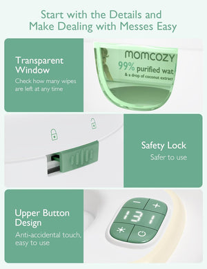 Momcozy Smart Baby Wipe Warmer – Top-Heating Dispenser with Built-in Night Light