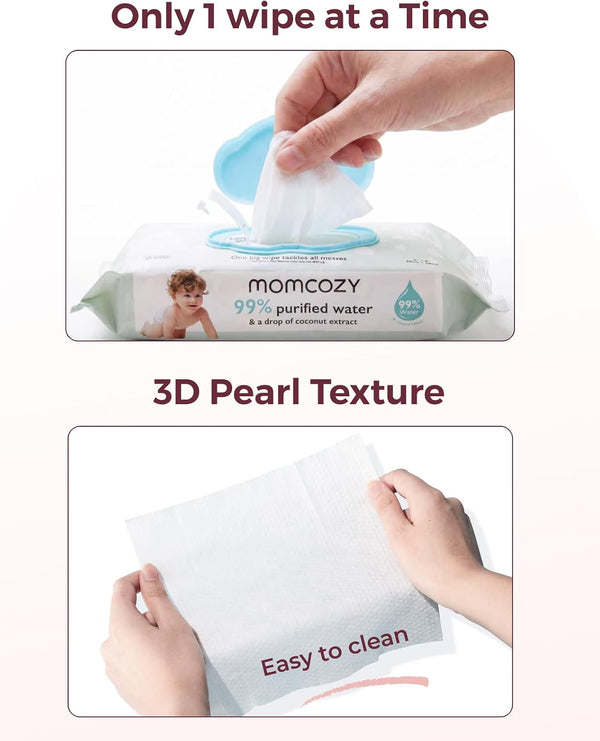Momcozy Baby Wipes 99% Water Based, Unscented & Hypoallergenic