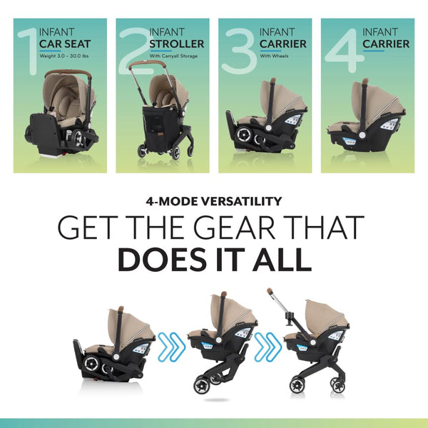 Evenflo® Shyft™ DualRide™ Infant Car Seat - Stroller Combo with Carryall Storage Champagne