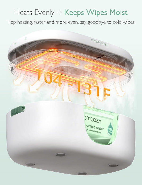 Momcozy Smart Baby Wipe Warmer – Top-Heating Dispenser with Built-in Night Light