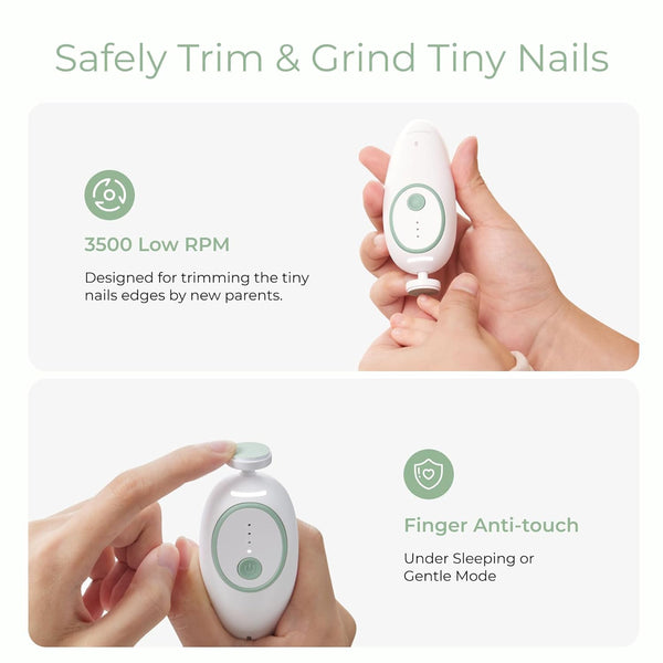 Momcozy Rechargeable Electric Baby Nail File – 7-in-1 Silent Trimmer with LED Night Light