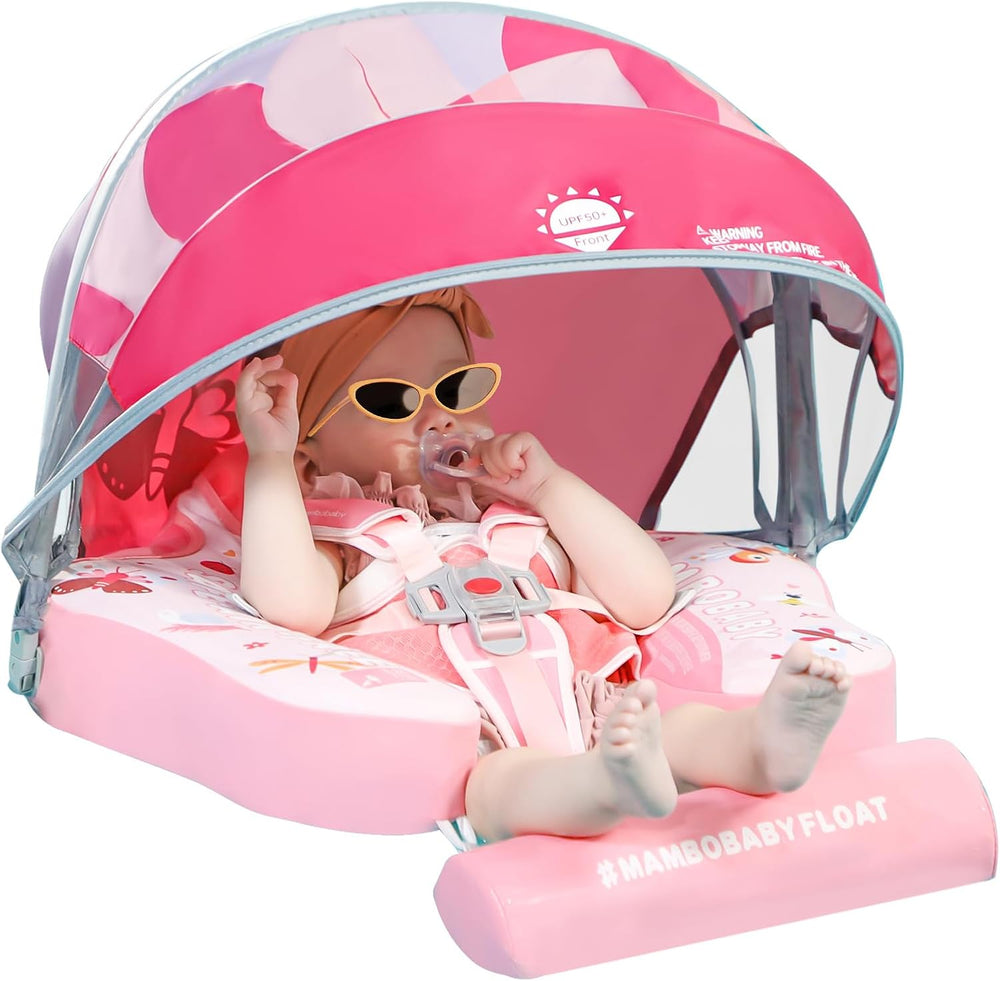 Mambobaby Non-Inflatable Chest Baby Float with Canopy - Butterfly