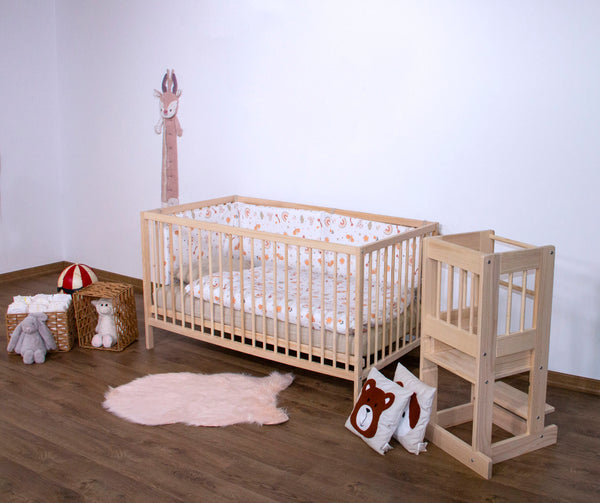 Kukka Natural Wood 2-Level Crib 70x140 Cm