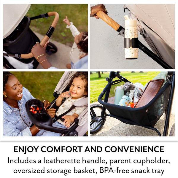 Evenflo Pivot Modular Travel System with LiteMax NXT Infant Car Seat | 6-in-1 Baby Stroller Latte Tan