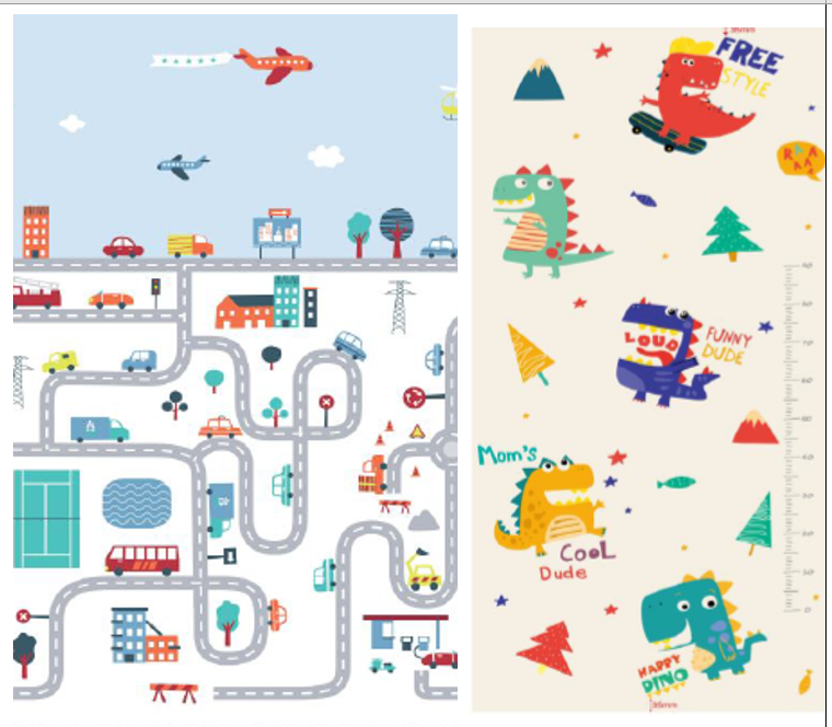 MIILA DOUBLE SIDED FOAM PLAYMAT DINOSAURS CARS 180*200*1