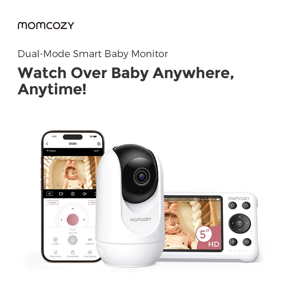 Momcozy Smart 1080P Baby Monitor with WiFi & Handheld Parent Unit – Secure 2-Way Talk & Night Vision