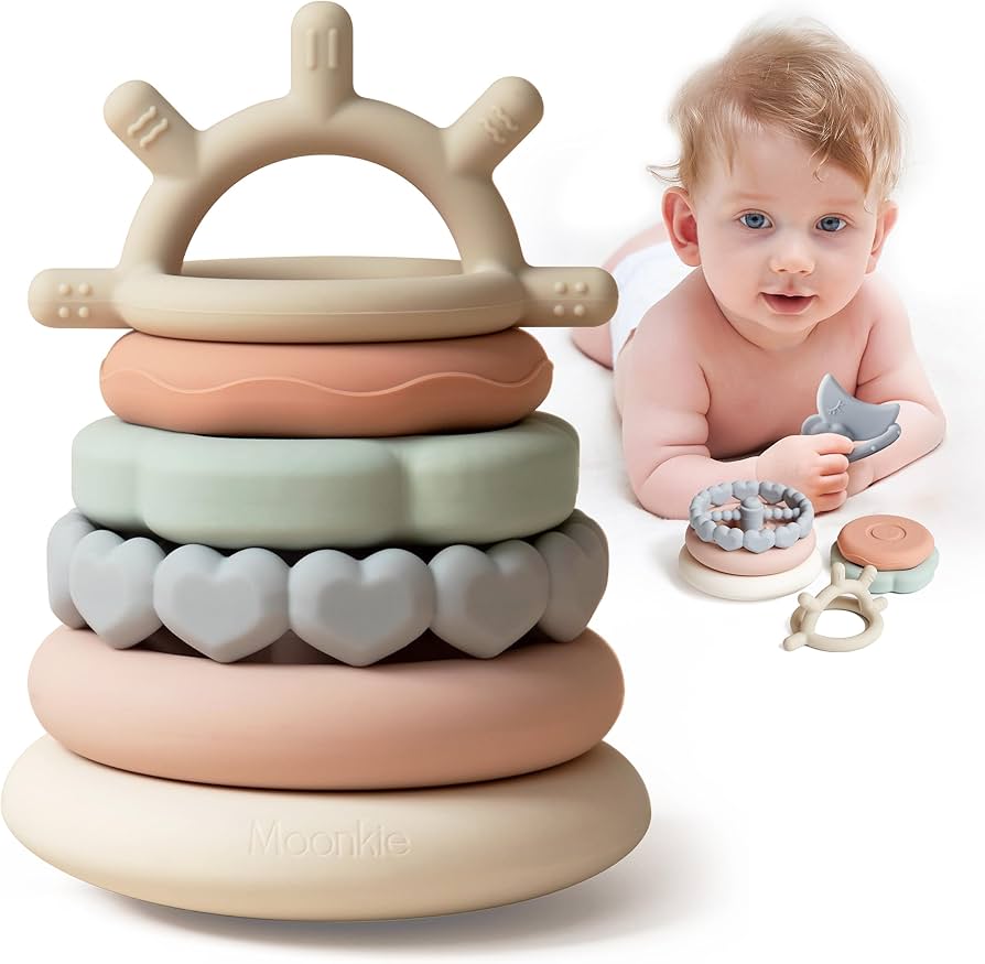 Bunny Silicone Baby Stacking Toy – 7 Piece Montessori Teething