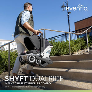 Evenflo® Shyft™ DualRide™ Infant Car Seat - Stroller Combo with Carryall Storage Champagne