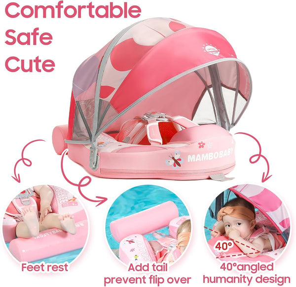 Mambobaby Non-Inflatable Chest Baby Float with Canopy - Swan