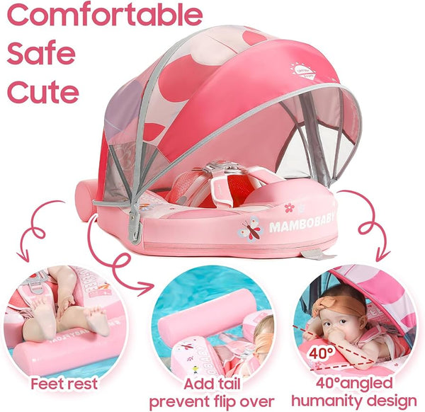 Mambobaby Non-Inflatable Chest Baby Float with Canopy - Butterfly