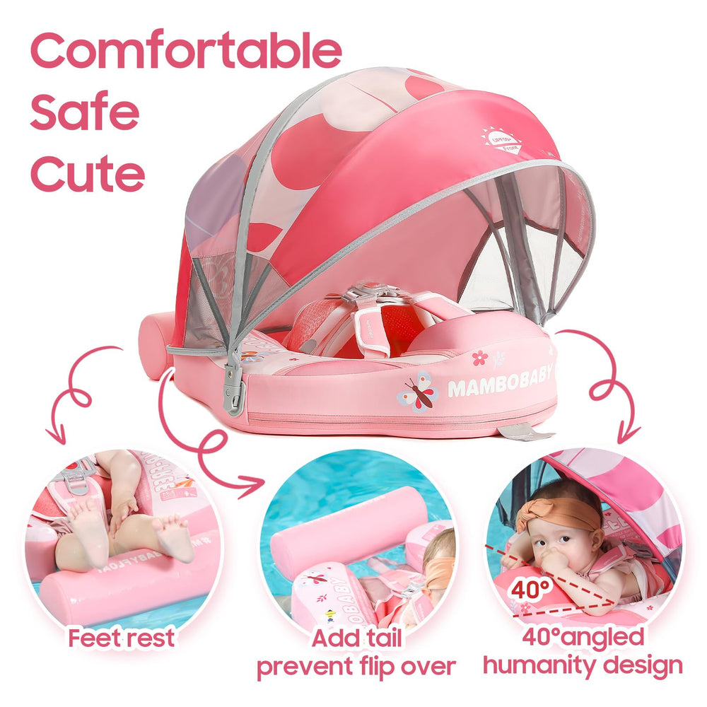 Mambobaby Non-Inflatable Chest Baby Float with Canopy - Swan