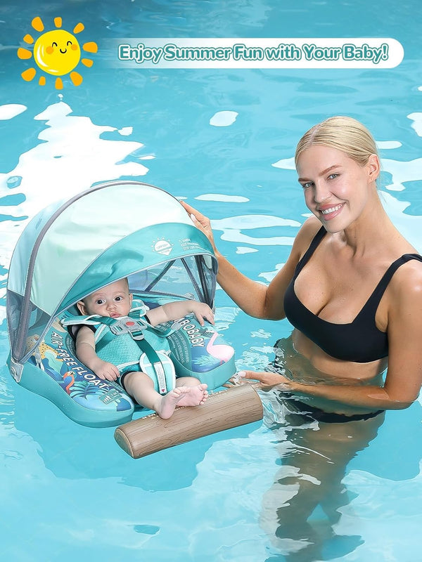 Mambobaby Non-Inflatable Chest Baby Float with Canopy - Tropical
