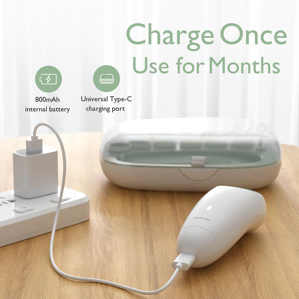 Momcozy Rechargeable Electric Baby Nail File – 7-in-1 Silent Trimmer with LED Night Light