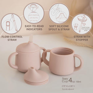 Moonkie Silicone Baby Sippy Cup – 3-Stage Training Cup with Spout, Straw & Open Cup