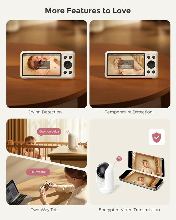 Momcozy Smart 1080P Baby Monitor with WiFi & Handheld Parent Unit – Secure 2-Way Talk & Night Vision