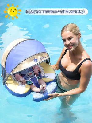 Mambobaby Non-Inflatable Chest Baby Float with Canopy - Penguin