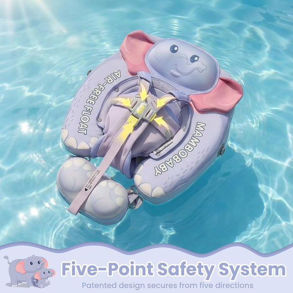 Mambobaby Non-Inflatable Chest Baby Float & Baby Carrier with Canopy - Elephant