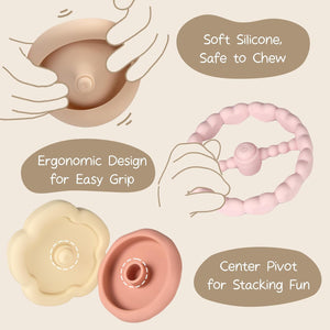 Bunny Silicone Baby Stacking Toy – 7 Piece Montessori Teething
