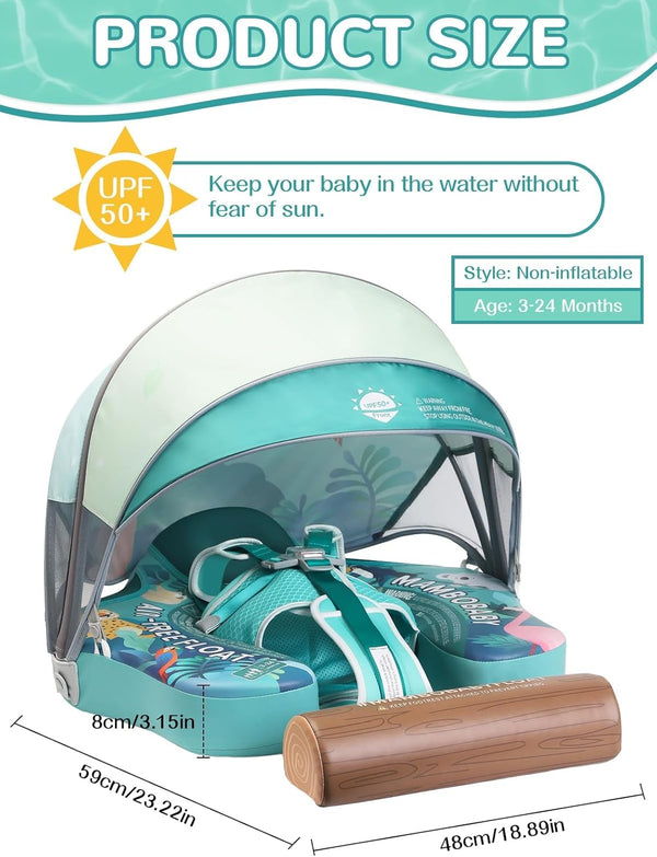 Mambobaby Non-Inflatable Chest Baby Float with Canopy - Tropical