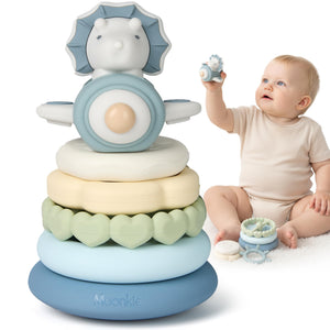 Moonkie Dinosaur Baby Stacking Toy – 7-Piece Silicone Rings (6M+)