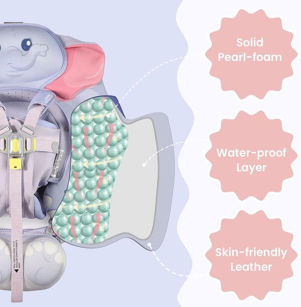 Mambobaby Non-Inflatable Chest Baby Float & Baby Carrier with Canopy - Elephant