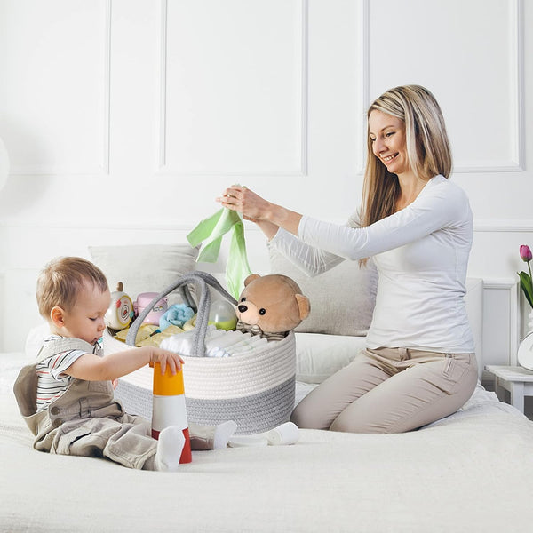 Little Baby - Baby Diaper Caddy Organizer – Cotton Rope Basket for Baby