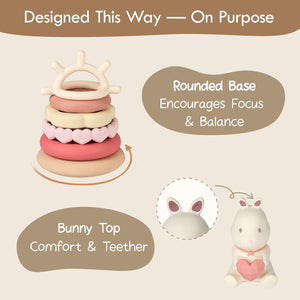 Bunny Silicone Baby Stacking Toy – 7 Piece Montessori Teething