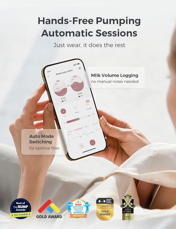 Momcozy Air 1 Wearable Breast Pump - Ultra-Slim Smart Hands-Free Pump with Wireless Charging Case