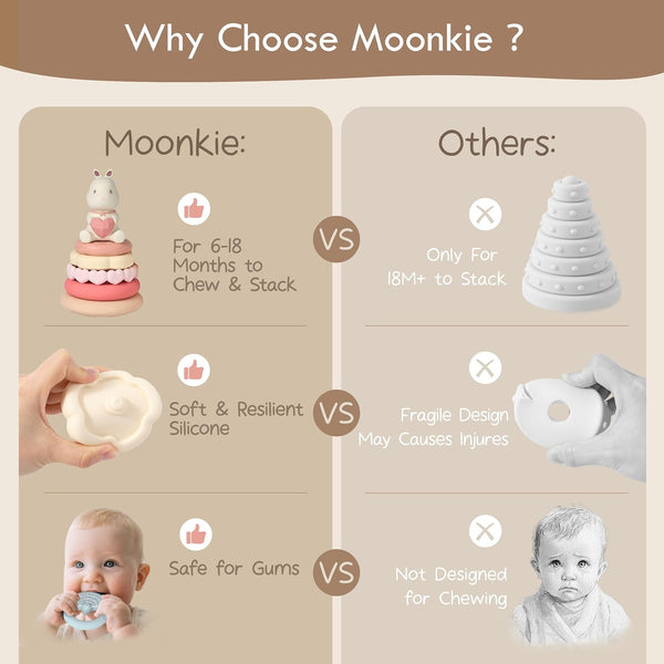 Bunny Silicone Baby Stacking Toy – 7 Piece Montessori Teething