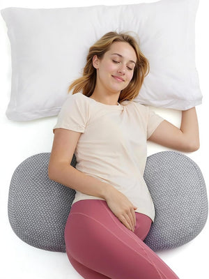 Momcozy W-Shaped Pregnancy Pillow – Adjustable Belly Wedge & Back Support for Side Sleepers