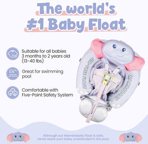 Mambobaby Non-Inflatable Chest Baby Float & Baby Carrier with Canopy - Elephant