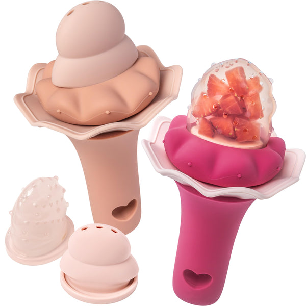 Moonkie Silicone Baby Fruit Feeder with Freezer Tray – (2-Pack, 4M+)